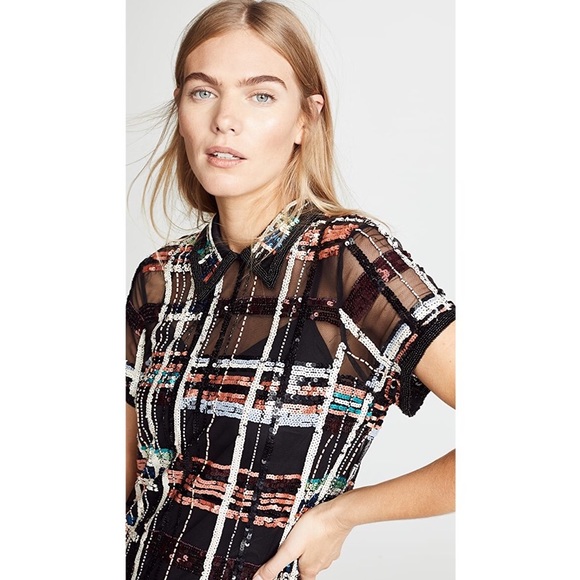 *SOLD* Parker Grayson Beaded Dress in Peach Multi - Picture 4 of 8